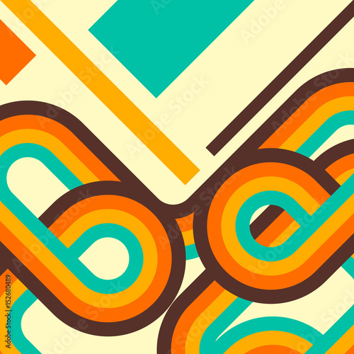 Abstract retro background, digital lines and circles, design70s. photo