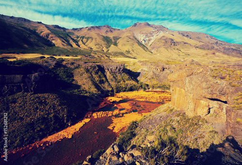 View of Agrio river near Salto del Agrio waterfall