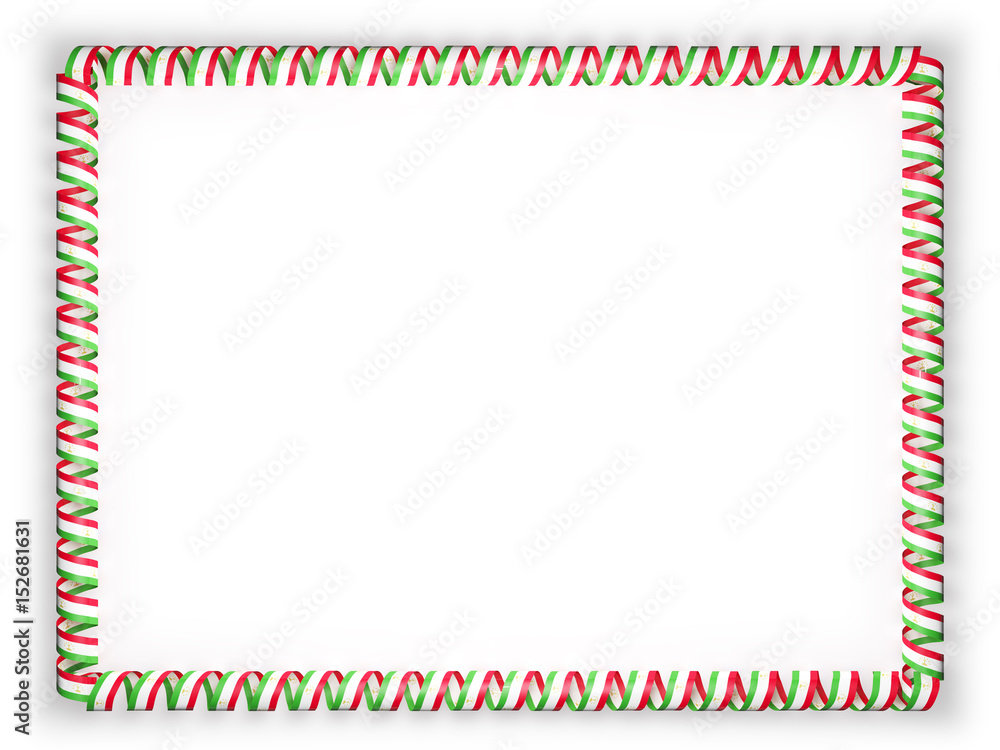 Frame and border of ribbon with the Tajikistan flag. 3d illustration Frame and border of ribbon with the Tajikistan flag. 3d illustration