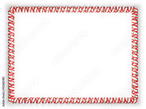 Frame and border of ribbon with the Lebanon flag. 3d illustration