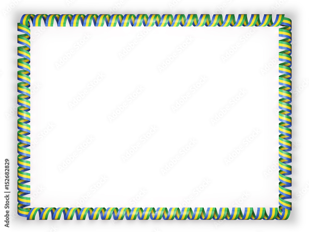 Frame and border of ribbon with the Gabon flag. 3d illustration