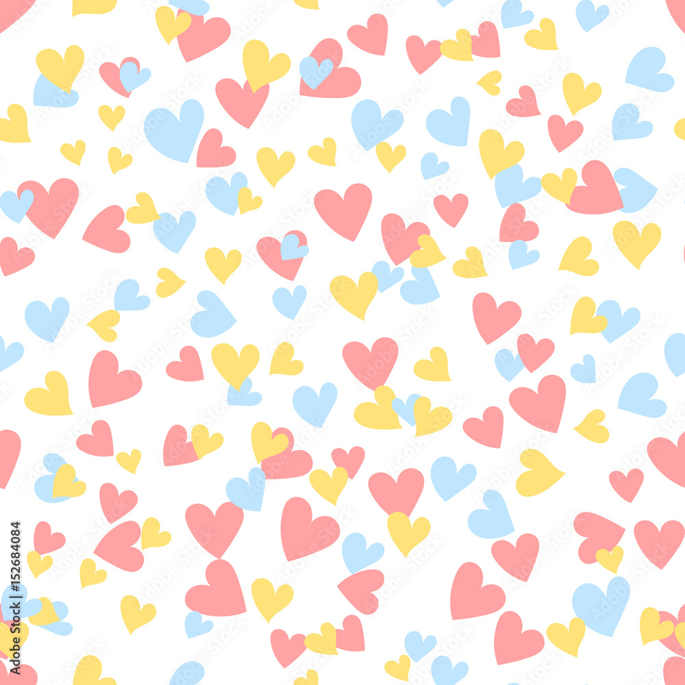 Cartoon hearts seamless pattern. Saint Valentine day symbol background. Vector illustration for any design