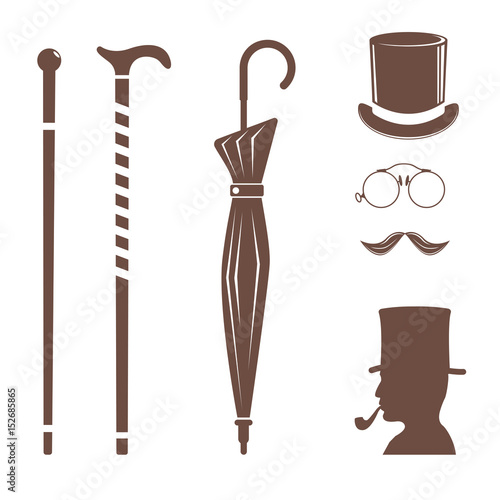 Vintage style design hipster gentleman vector illustration brown silhouette design mustache element.