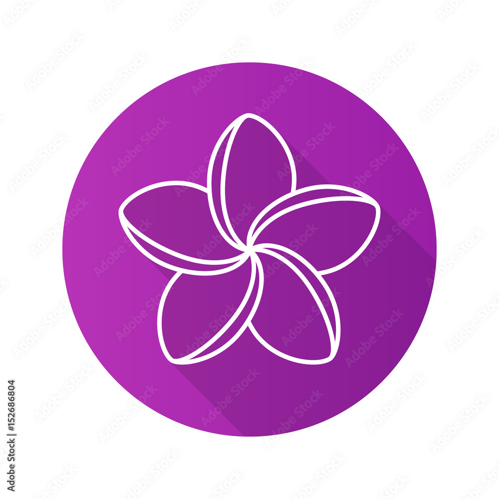 Spa salon plumeria flower. Flat linear long shadow icon Spa salon plumeria flower. Flat linear long shadow icon