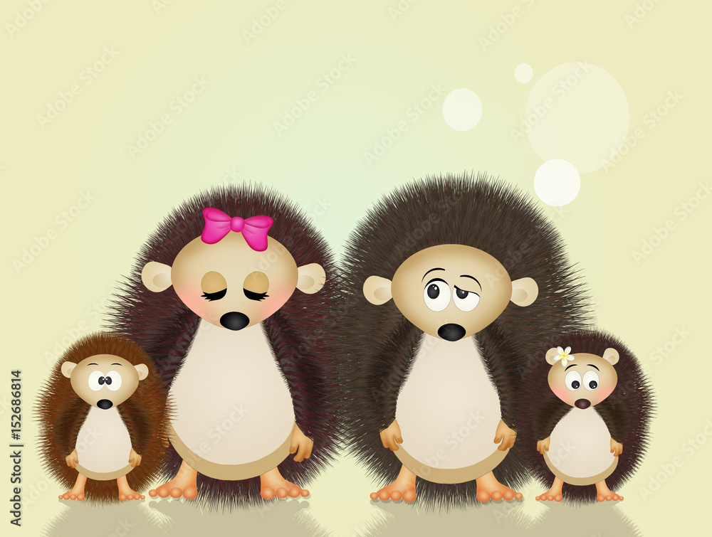 illustration of hedgehogs family illustration of hedgehogs family
