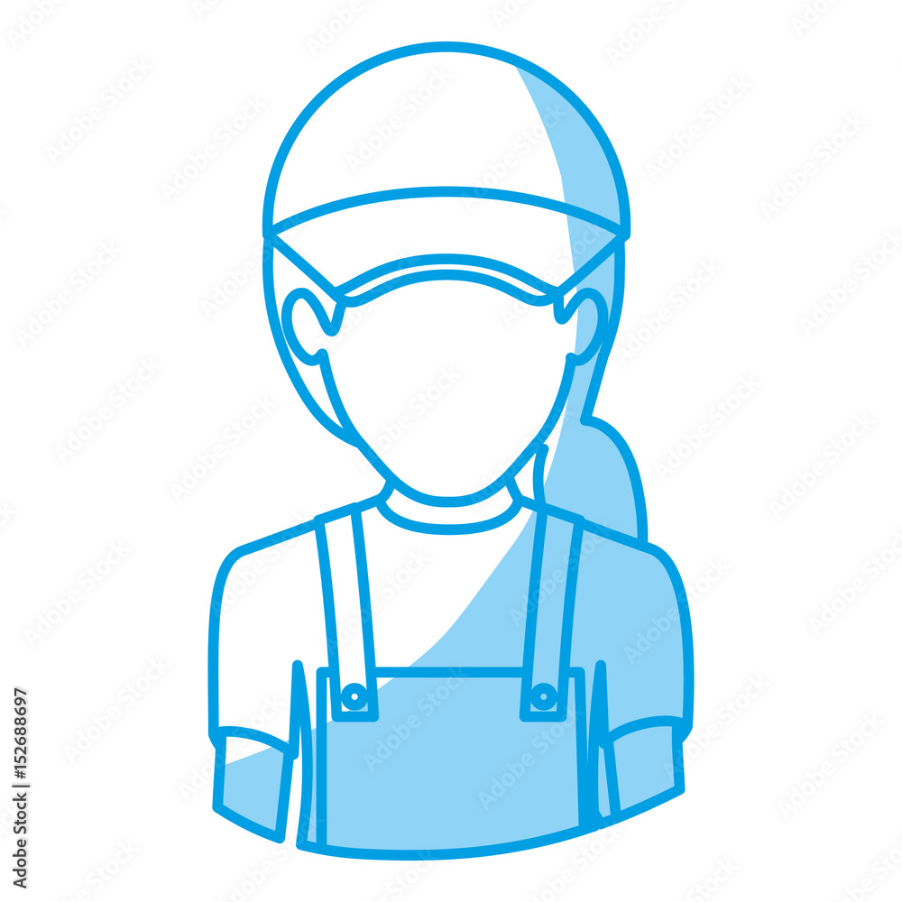 blue silhouette with half body of faceless delivery woman vector illustration blue silhouette with half body of faceless delivery woman vector illustration