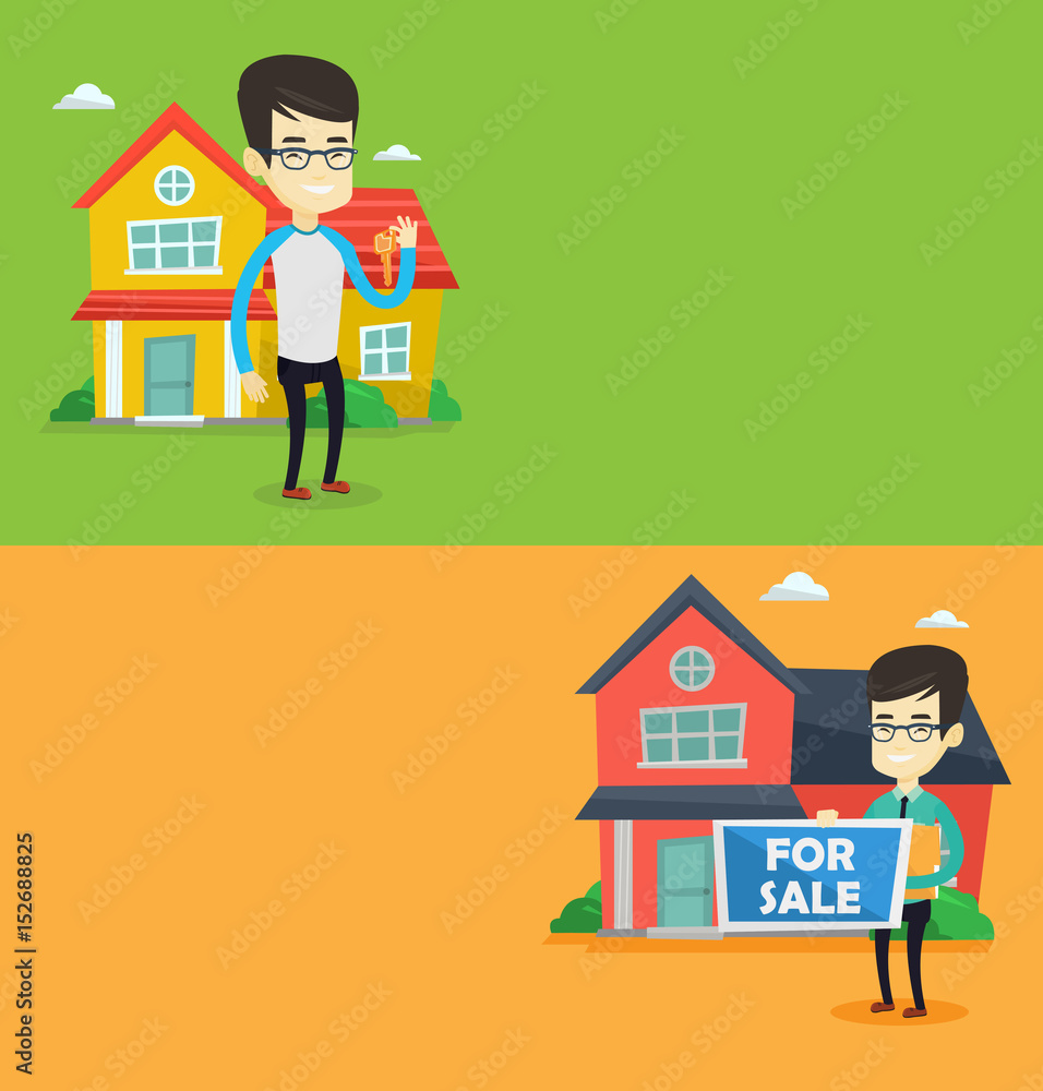 Two real estate banners with space for text. Two real estate banners with space for text.