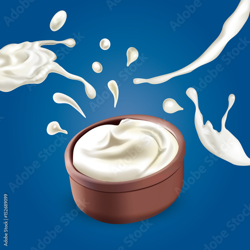 Vector realistic colorful illustration of sour cream.