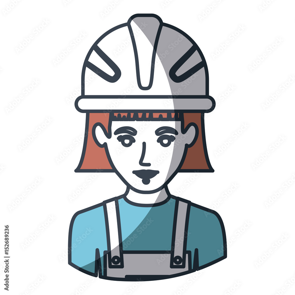 color silhouette and thick contour of half body of female worker with helmet vector illustration color silhouette and thick contour of half body of female worker with helmet vector illustration