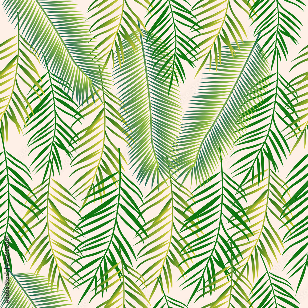 Seamless background with palm leaves. Jungle pattern