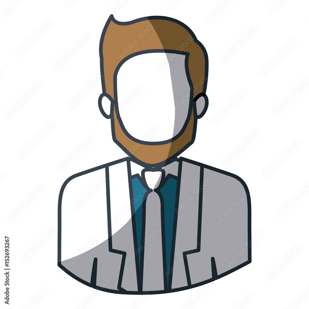 color silhouette and thick contour of half body of faceless man with beard and formal suit vector illustration color silhouette and thick contour of half body of faceless man with beard and formal suit vector illustration