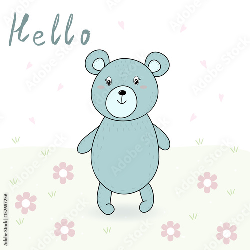 vector card with cute bear. vector print