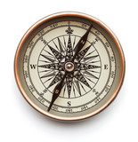 antique compass close up isolated on white background