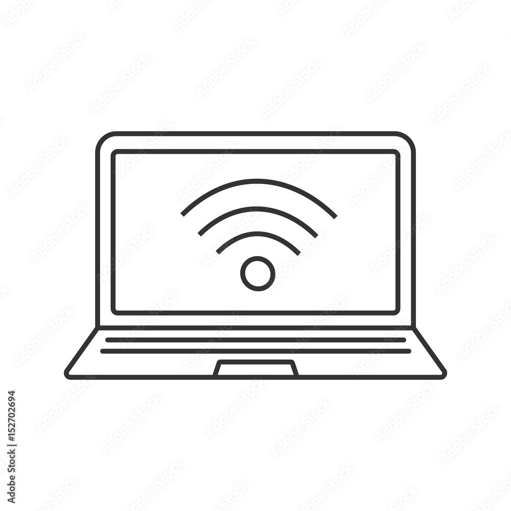 Laptop wifi connection linear icon Laptop wifi connection linear icon