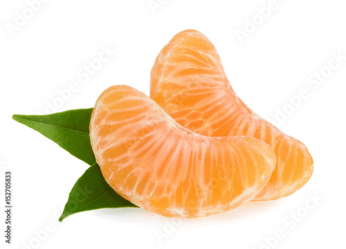 Tangerines slices isolated on white background
