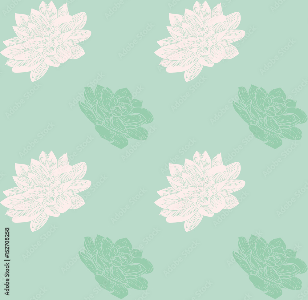 Vector Colorful Seamless Pattern with Drawn Flowers.