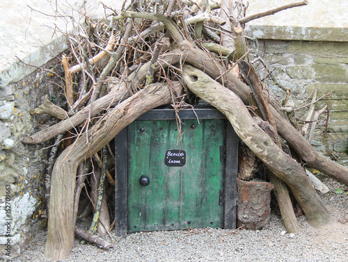 A Novelty Beavers Lodge Doorway as a Garden Feature.