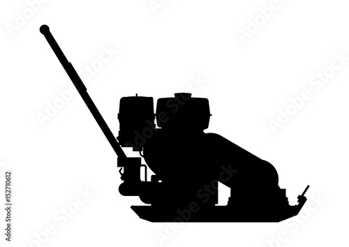 Plate compactor. Side view. Flat vector.