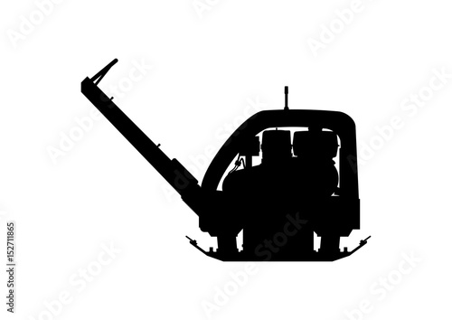 Plate compactor. Side view. Flat vector.