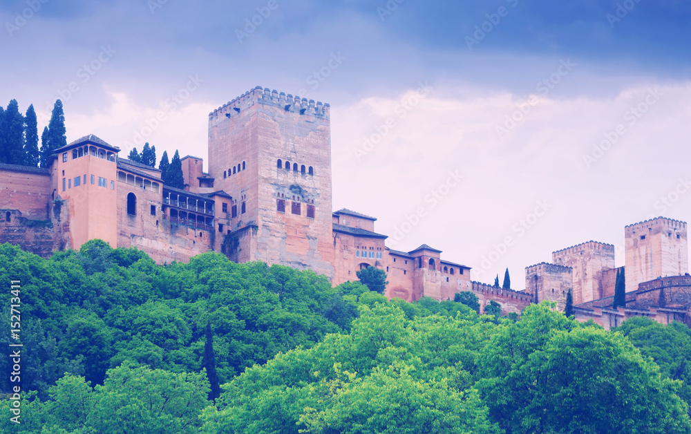 Towers of Alcazaba at Alhambra.  Granada