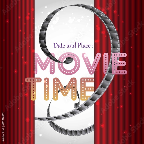 movie poster event for festival event, banner, brochure, flyer, template with date and place space. vector illustration
