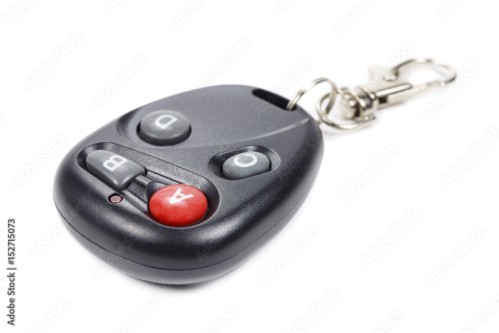 Garage door remote control on a white background Garage door remote control on a white background