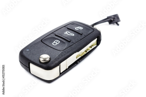 Closed ignition key with immobilizer on a white background