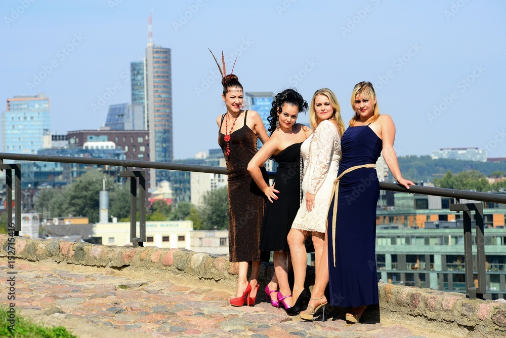 Beautiful girls in Vilnius town Gediminas castle hill