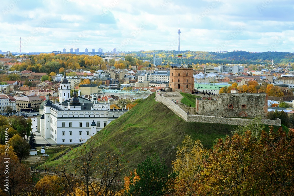 Vilnius town aerial view from three cross hill
