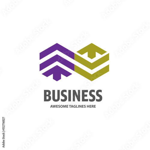 Real estate unlimited development with arrow logo concept icon. Building logo illustration. Skyscraper logo design. Abstract building logo. Vector tall business building.