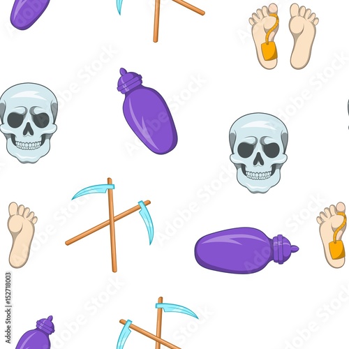 Funeral services pattern, cartoon style