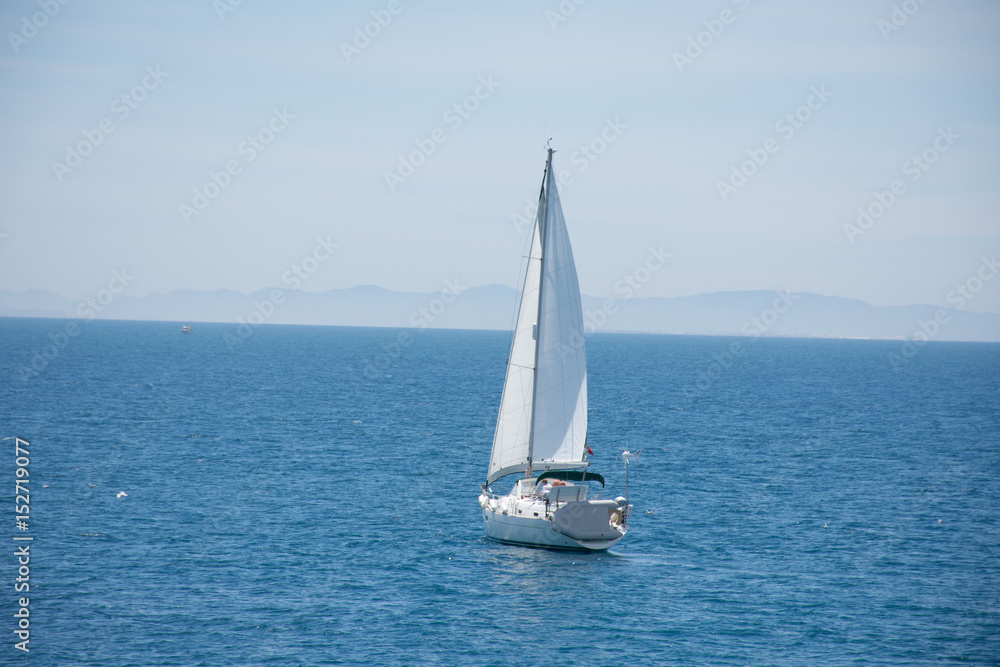 Yacht in the Mediterranean Sea off the coast of Spain