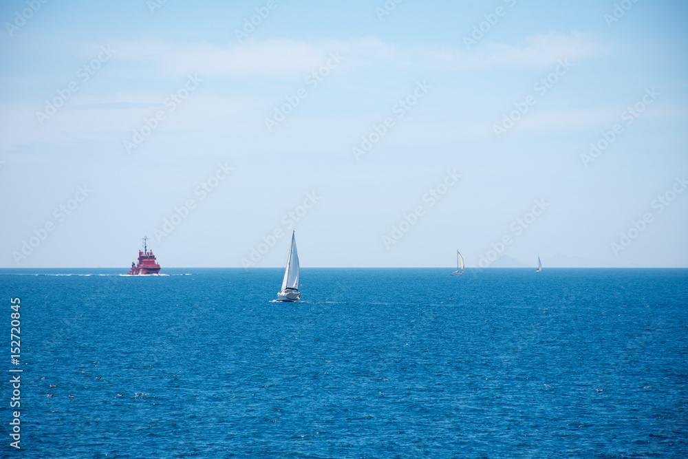 Fototapeta premium Yacht in the Mediterranean Sea off the coast of Spain
