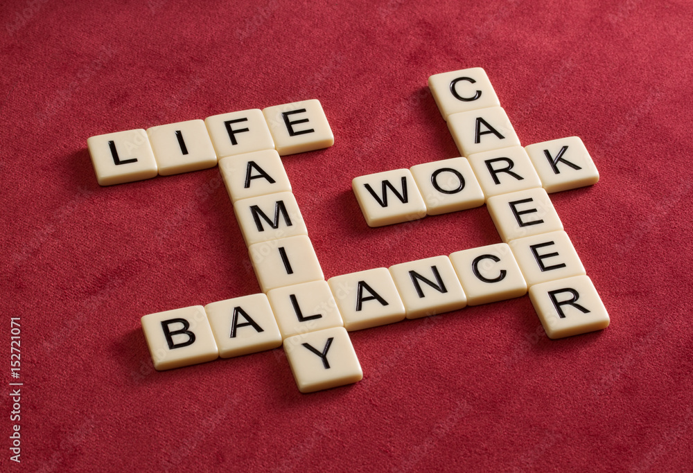 Crossword puzzle with words Life, Work and Balance. Life Balance concept. Stock Photo Adobe Stock