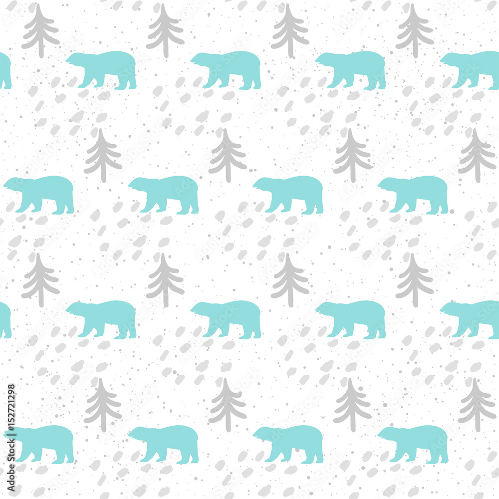 Fototapeta premium Handmade bear seamless pattern background.