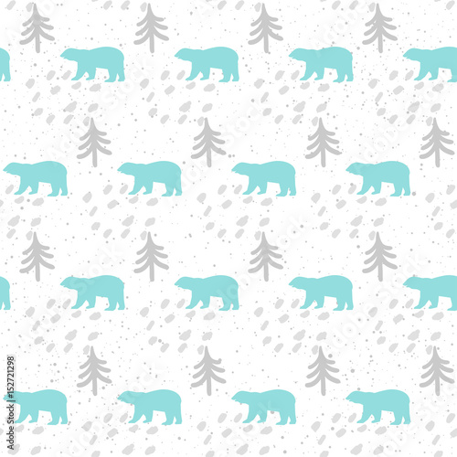 Handmade bear seamless pattern background.