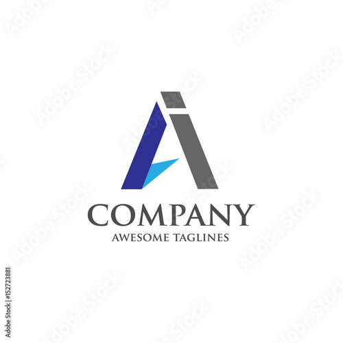 AI letter logo design vector illustration template, A letter logo vector, letter A and I logo vector, creative Letter AI letter logo