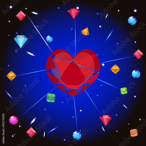 Greeting card with heart and diamond