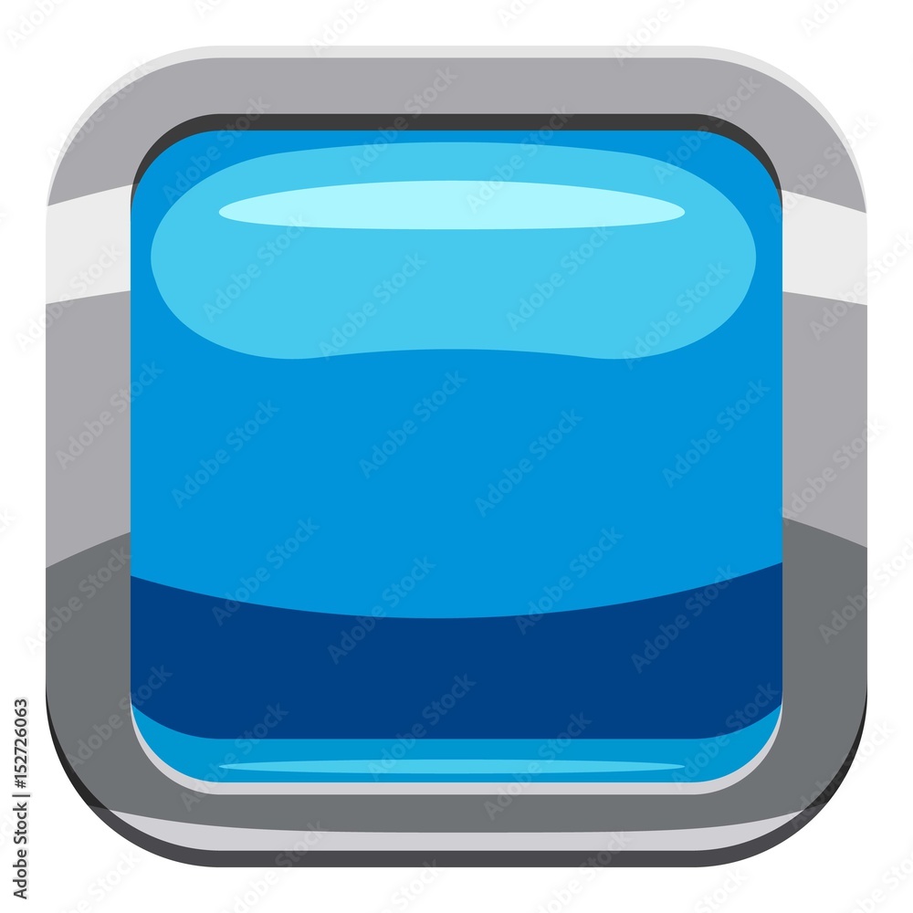 Sky blue square button icon, cartoon style Stock Vector | Adobe Stock