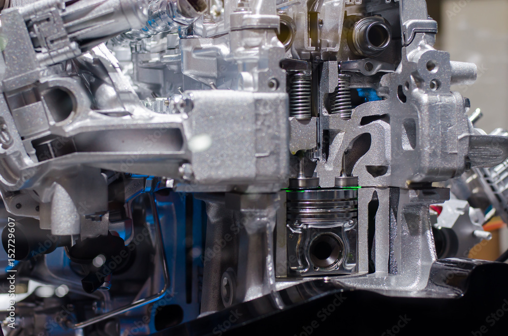 Engine piston cross section, A fragment of the engine, Engine piston cross section, A fragment of the engine,