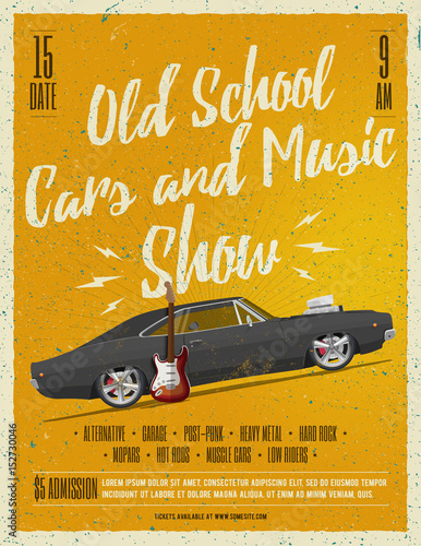 Classic 70s muscle car. High detailed vector illustration.