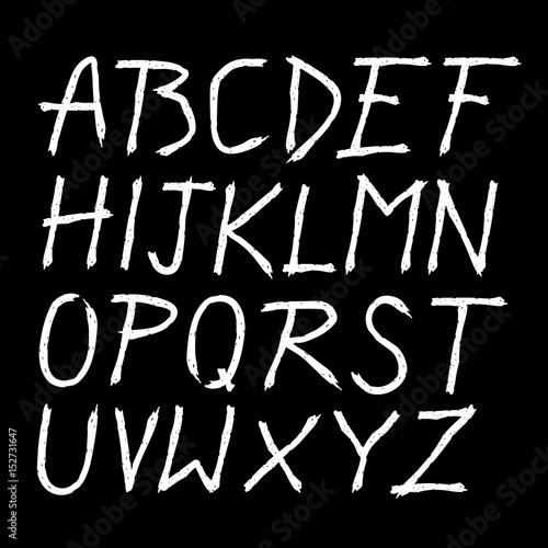 Scratched doodle Hand drawn letters font. marker lettering. Grunge font, Sans serif. Vector design. Isolated on white background. alphabet written with ink, brush. calligraphy, lettering