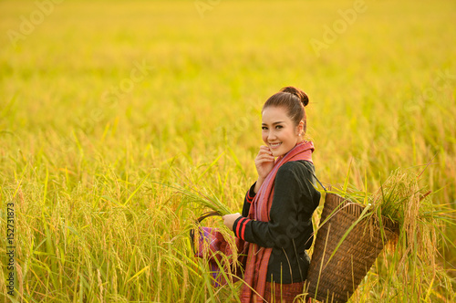 Wallpaper Mural Beautiful Thai woman is  working very happy,Thailand culture,thailand buautiful farmer Torontodigital.ca