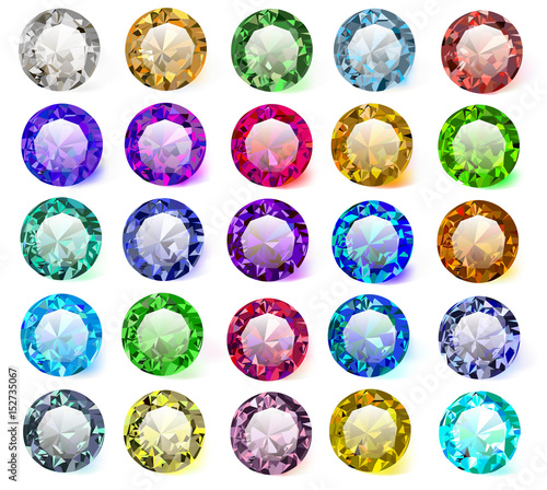 illustration set of precious stones of different colors