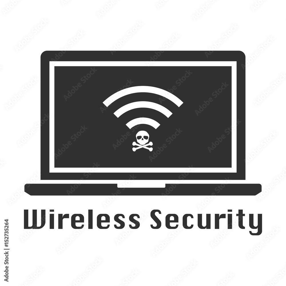 Wireless security black icon. Vector illustration cyber crime security concept. Wireless security black icon. Vector illustration cyber crime security concept.