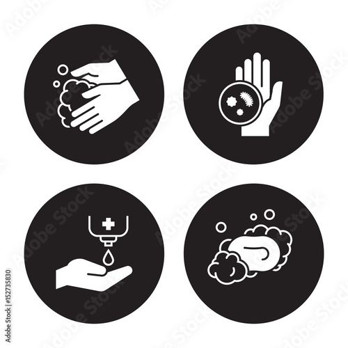 Hands hygiene icons set