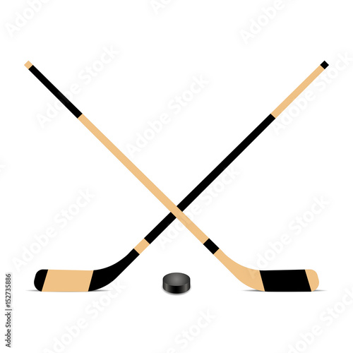 Hockey stick and puck icon. Vector illustration