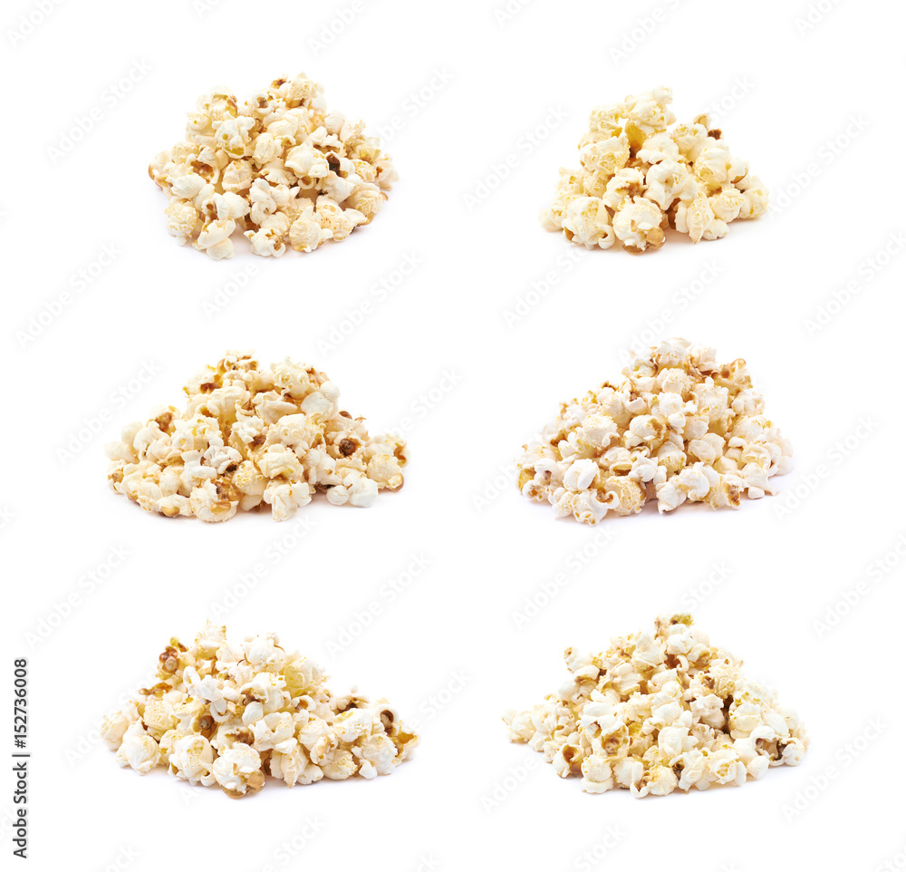 Pile of popcorn flakes isolated Pile of popcorn flakes isolated