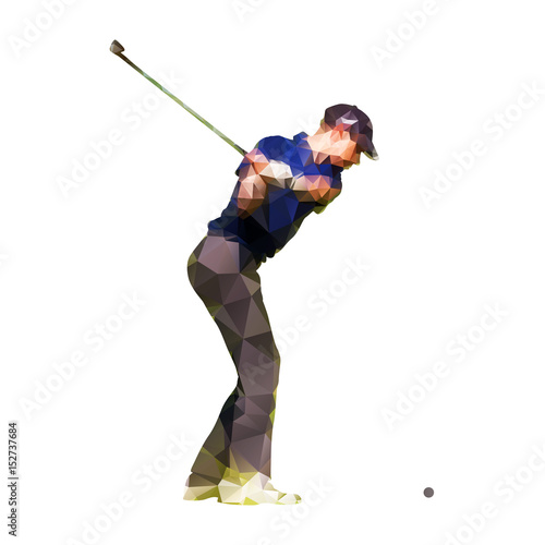 Abstract geometric golf player, polygonal silhouette