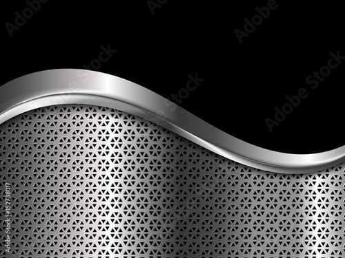 Silver and black metallic background. Abstract vector illustration.